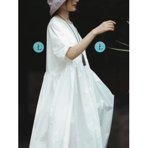 Basic Comfy Cotton White Dress Summer Empire Waist Beach Dress