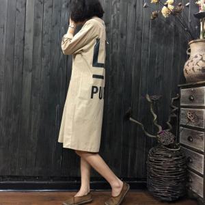 Korean Fashion Back Letter Oversized Shirt Dress Casual White Dress