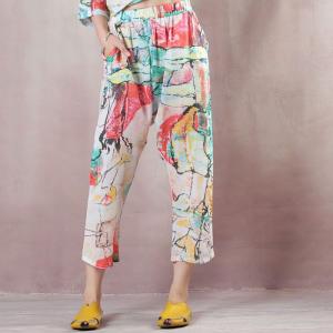 Colorful Artistic Plus Size Tunic with Casual Cropped Pants