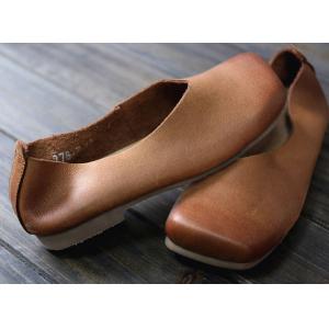 Square Toe Soft Leather Flats Plain Calf Slip-On