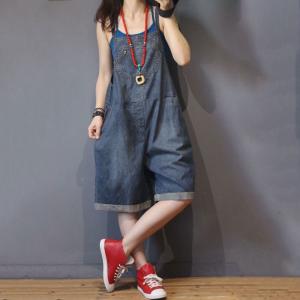 Preppy Style Denim Plus Size Rompers Womans Denim Rompers