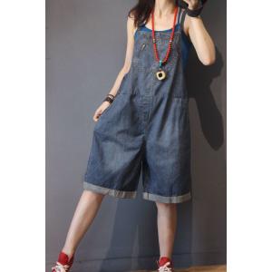 Preppy Style Denim Plus Size Rompers Womans Denim Rompers