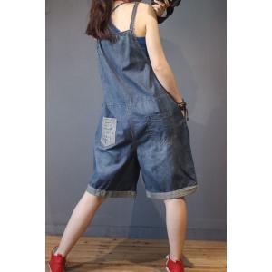 Preppy Style Denim Plus Size Rompers Womans Denim Rompers