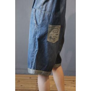 Preppy Style Denim Plus Size Rompers Womans Denim Rompers