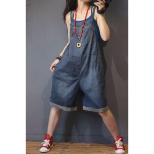 Preppy Style Denim Plus Size Rompers Womans Denim Rompers