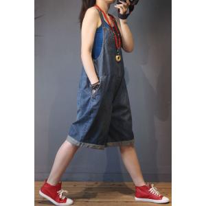 Preppy Style Denim Plus Size Rompers Womans Denim Rompers