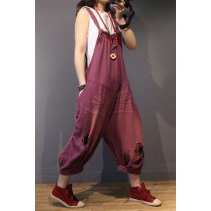 Street Style Ripped Balloon Jumpsuits Plus Size Distressed Jumpsuits