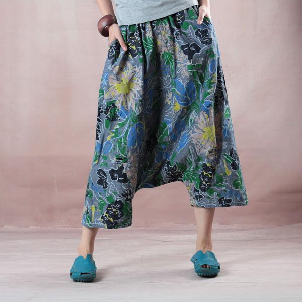 Individual Cotton Cropped Pants Fashion Printed Thai Pants