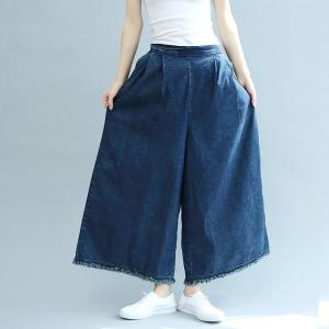 Solid Color Wide Leg Jeans Womans Plus Size Frayed Jeans