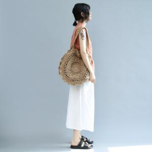 Beach Style Straw Crochet Shoulder Bag Womans Hollow Knitting Bag