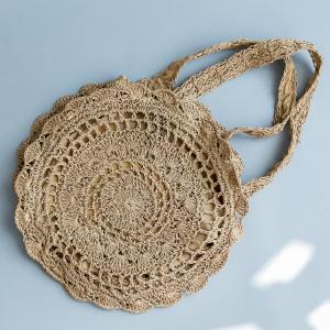 Beach Style Straw Crochet Shoulder Bag Womans Hollow Knitting Bag