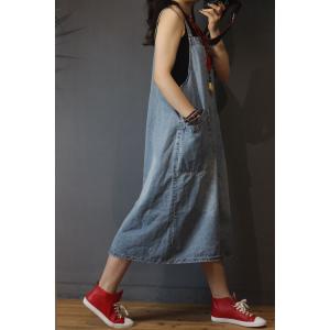 Big Pockets Loose Denim Dress Womans Jean A-Line Dress