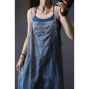 Girlish Frayed Denim Dress Light Blue A-Line Slip Dress