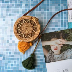 Beach Style Stars Pattern Rattan Bag Handmade Boho Bag