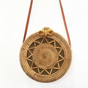 Beach Style Stars Pattern Rattan Bag Handmade Boho Bag in Champagne ...