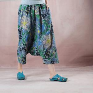 Individual Cotton Cropped Pants Fashion Printed Thai Pants