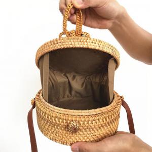Bowknot Twisted Rattan Bag Handmade Circular Shoulder Bag
