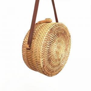 Bowknot Twisted Rattan Bag Handmade Circular Shoulder Bag