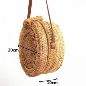 Bowknot Twisted Rattan Bag Handmade Circular Shoulder Bag