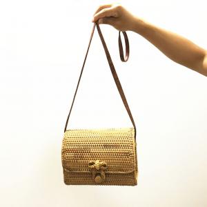 Boho Style Bowknot Rattan Baguette Square Bag