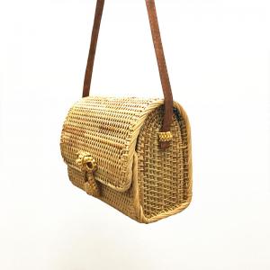 Boho Style Bowknot Rattan Baguette Square Bag