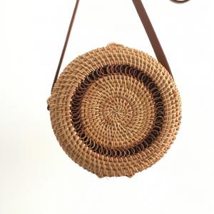 Boho Fashion Knitting Rounded Bag Manual Rattan Bag