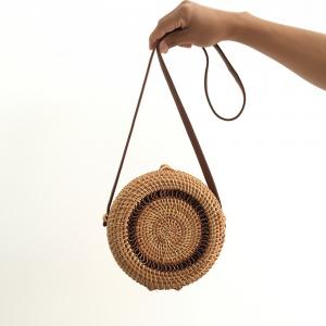 Boho Fashion Knitting Rounded Bag Manual Rattan Bag