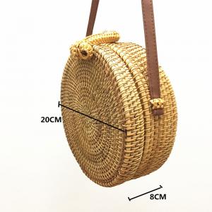 Bowknot Buttons Beach Bag Basic Rattan Shoulder Bag