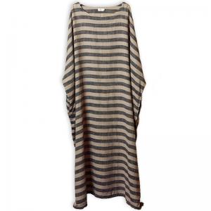 Casual Style Bat Sleeve Plus Size Maxi Dress Elegant Striped Caftan