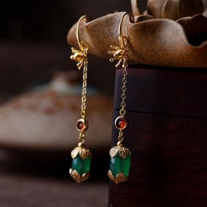 Beautiful Agate Long Earrings Vintage Designer Earrings for Woman