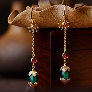 Beautiful Agate Long Earrings Vintage Designer Earrings for Woman