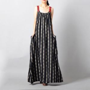 Summer Fashion Long Plaids Dress Black Wrap Beach Dress