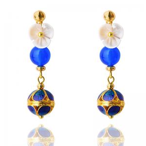 Blue Agate Womans Chinese Earrings Beautiful Designer Earrings