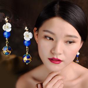 Blue Agate Womans Chinese Earrings Beautiful Designer Earrings