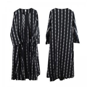 Checks and Plaids Black Dress Linen Plus Size Maxi Dress