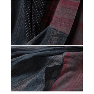 Contrast Color Back Slits Linen Maxi Dress Autumn Wrap Designer Dress