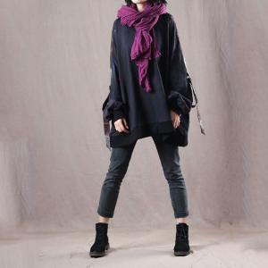 Korean Style Plus Size Hoodie Ribbon Cotton Streetwear