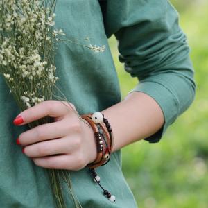 Street Style Leather Bracelet Bell Ornament Boho Bracelets