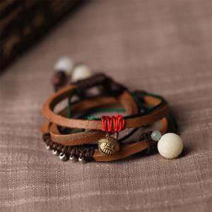 Street Style Leather Bracelet Bell Ornament Boho Bracelets