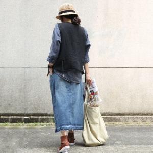 Korean Fashion Patchwork Denim Skirt Ripped A-Line Maxi Skirt