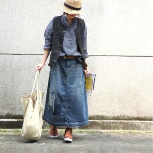 Korean Fashion Patchwork Denim Skirt Ripped A-Line Maxi Skirt