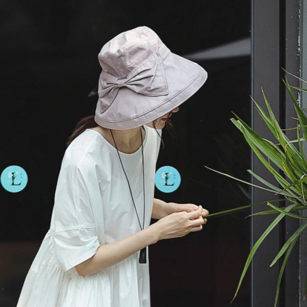 Solid Color Bowknot Bucket Hat Linen Korean Sunhat for Woman