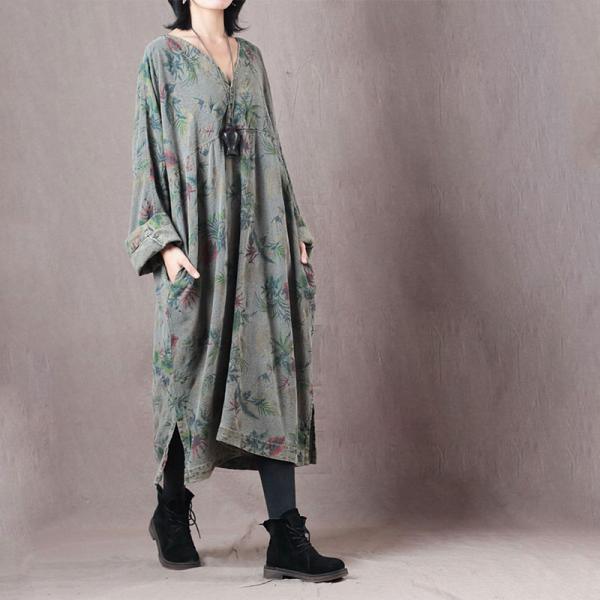 Casual Style Plus Size Printed Dress Long Sleeve T-shirt Dress