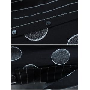 Big Pockets Stereo Polka Dot Linen Shirt Cardigan Black Oversized Shirt Dress