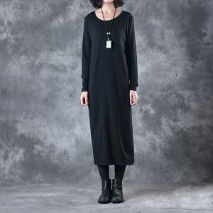 Ladylike Black Oversized Sweater with Black Long Sleeve Dress