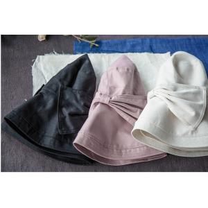 Solid Color Bowknot Bucket Hat Linen Korean Sunhat for Woman