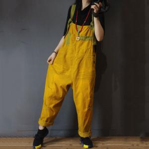 Front Pockets Ripped Corduroy Jumpsuits Womans Korean Dungarees