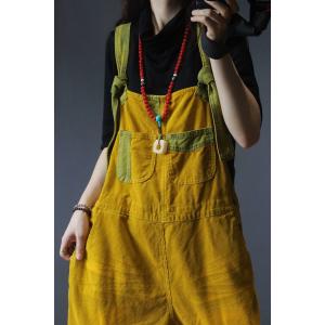 Front Pockets Ripped Corduroy Jumpsuits Womans Korean Dungarees