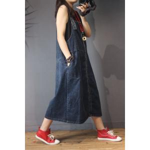 Casual Style Denim Button Down Dress Korean A-Line Jumper Dress