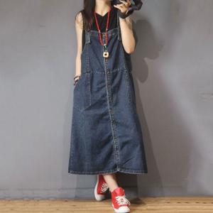 Casual Style Denim Button Down Dress Korean A-Line Jumper Dress